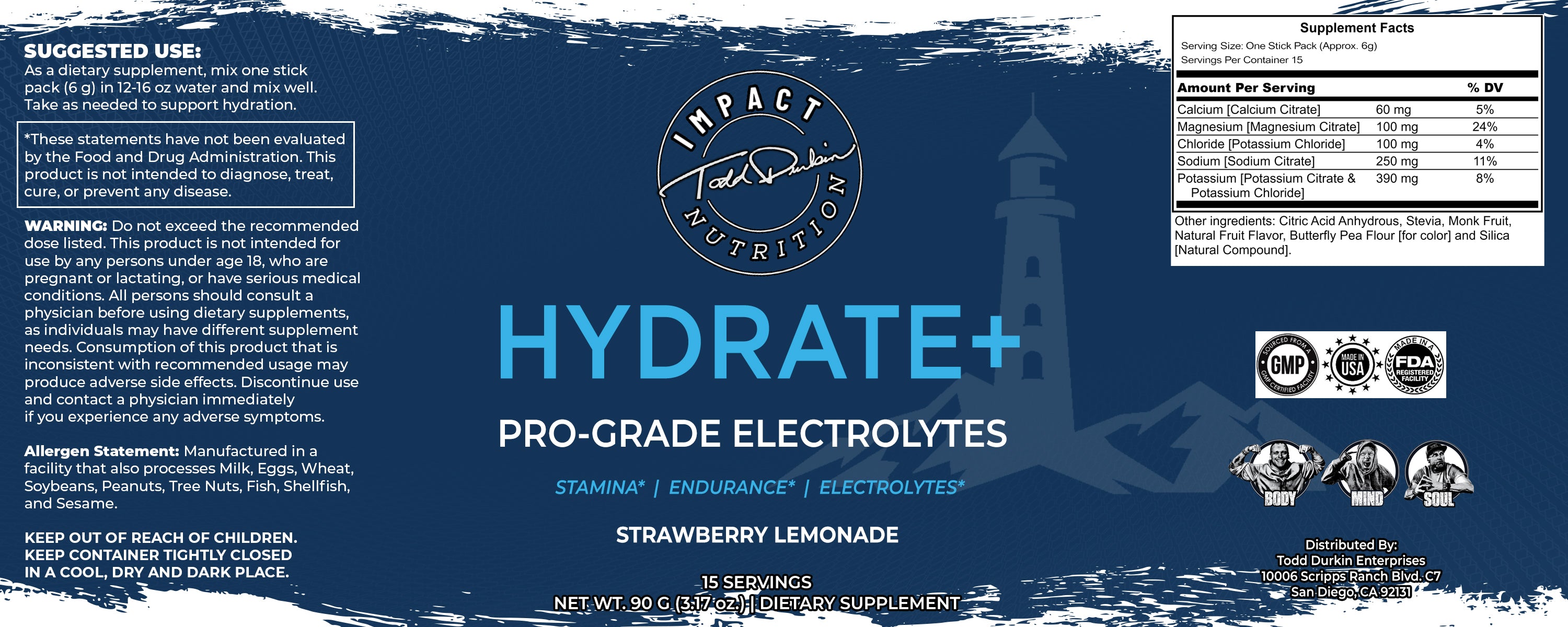 Hydrate+ - 15 Sticks – TD Impact Nutrition